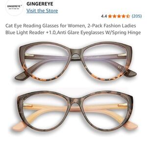 Brown and Tan Cat-Eye Glasses Set with Clear Lenses